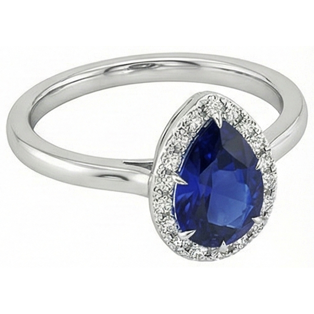 vero pear diamante 4.50carati anello vista di profilo