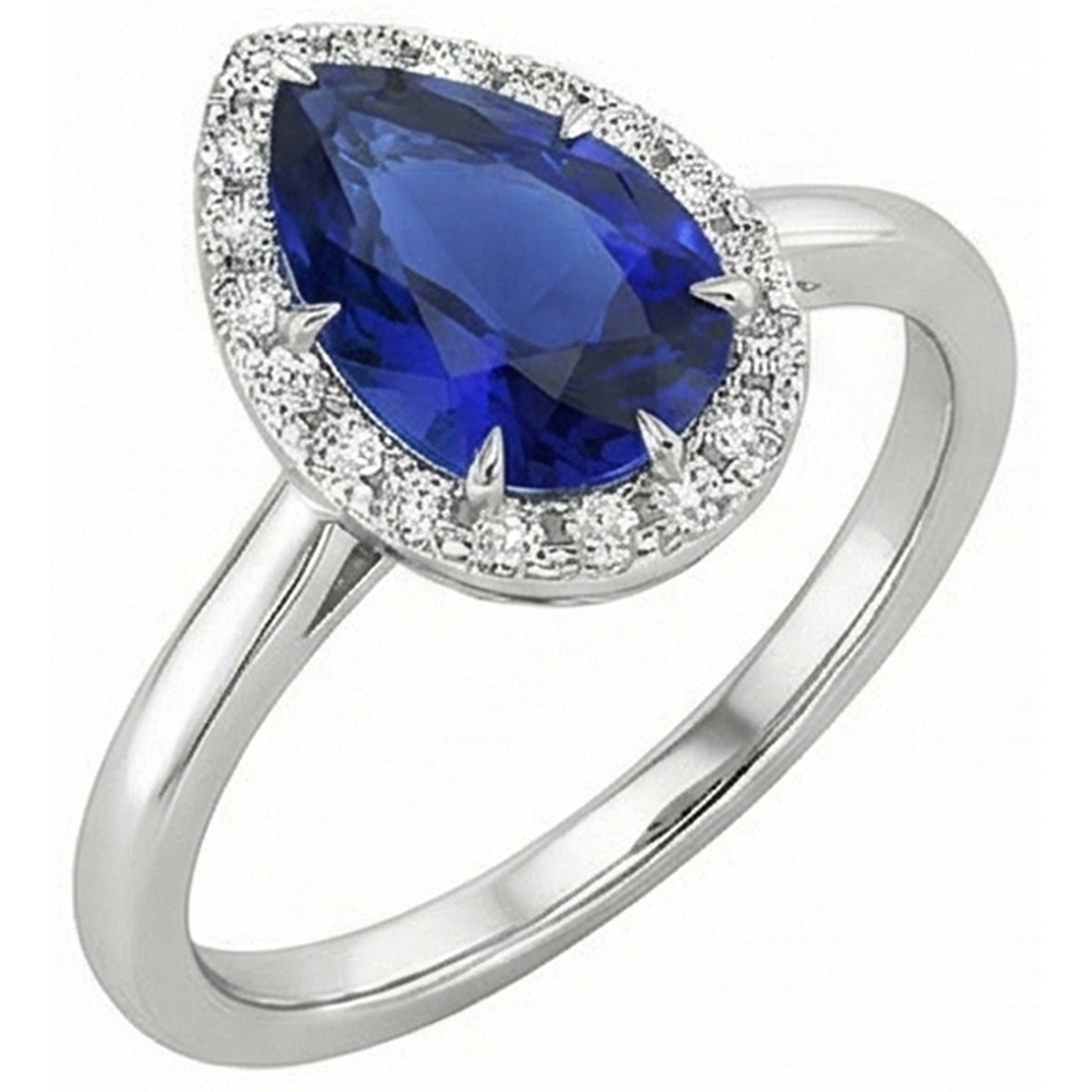 vero pear diamante 4.50carati anello vista dall'alto