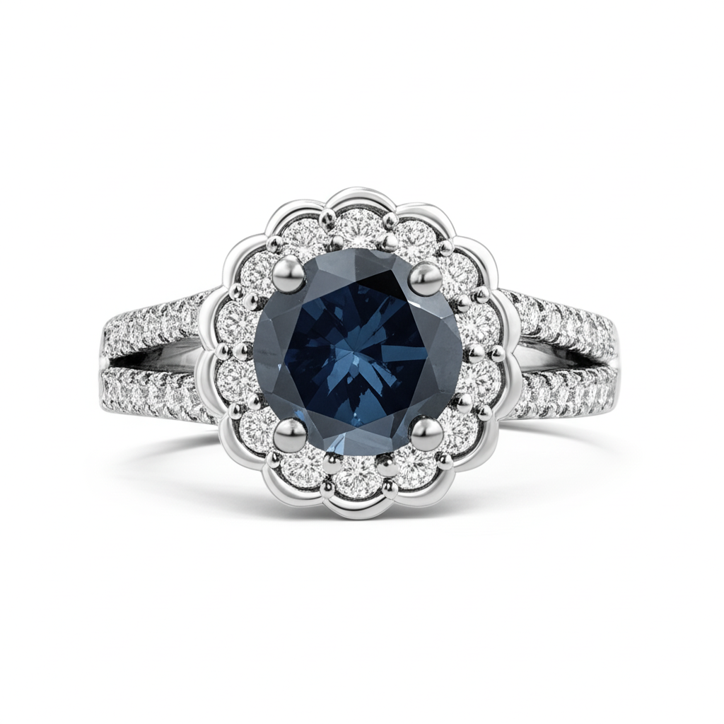 vero round diamante 2.25carati anello angolo laterale