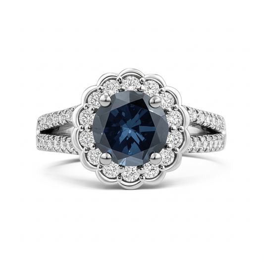 vero round diamante 2.25carati anello angolo laterale