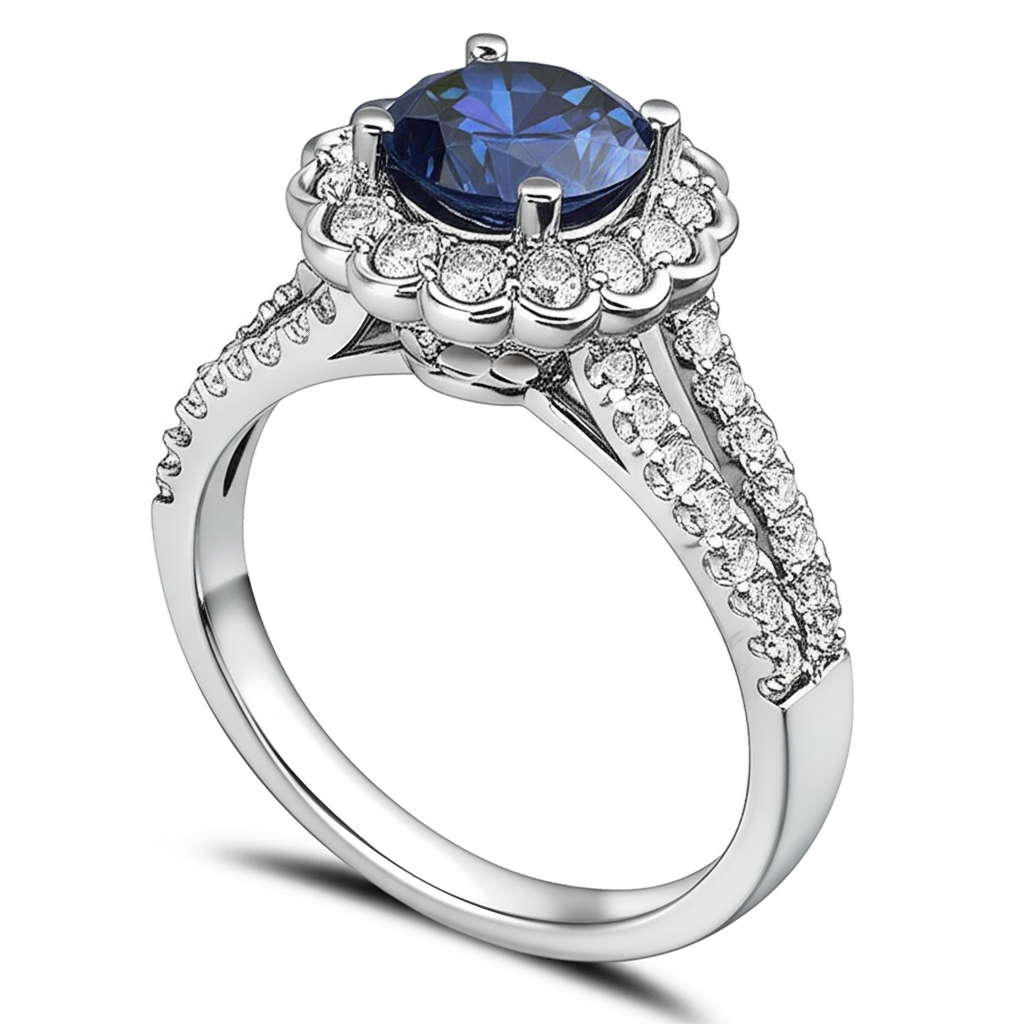 vero round diamante 2.25carati anello dettaglio ravvicinato