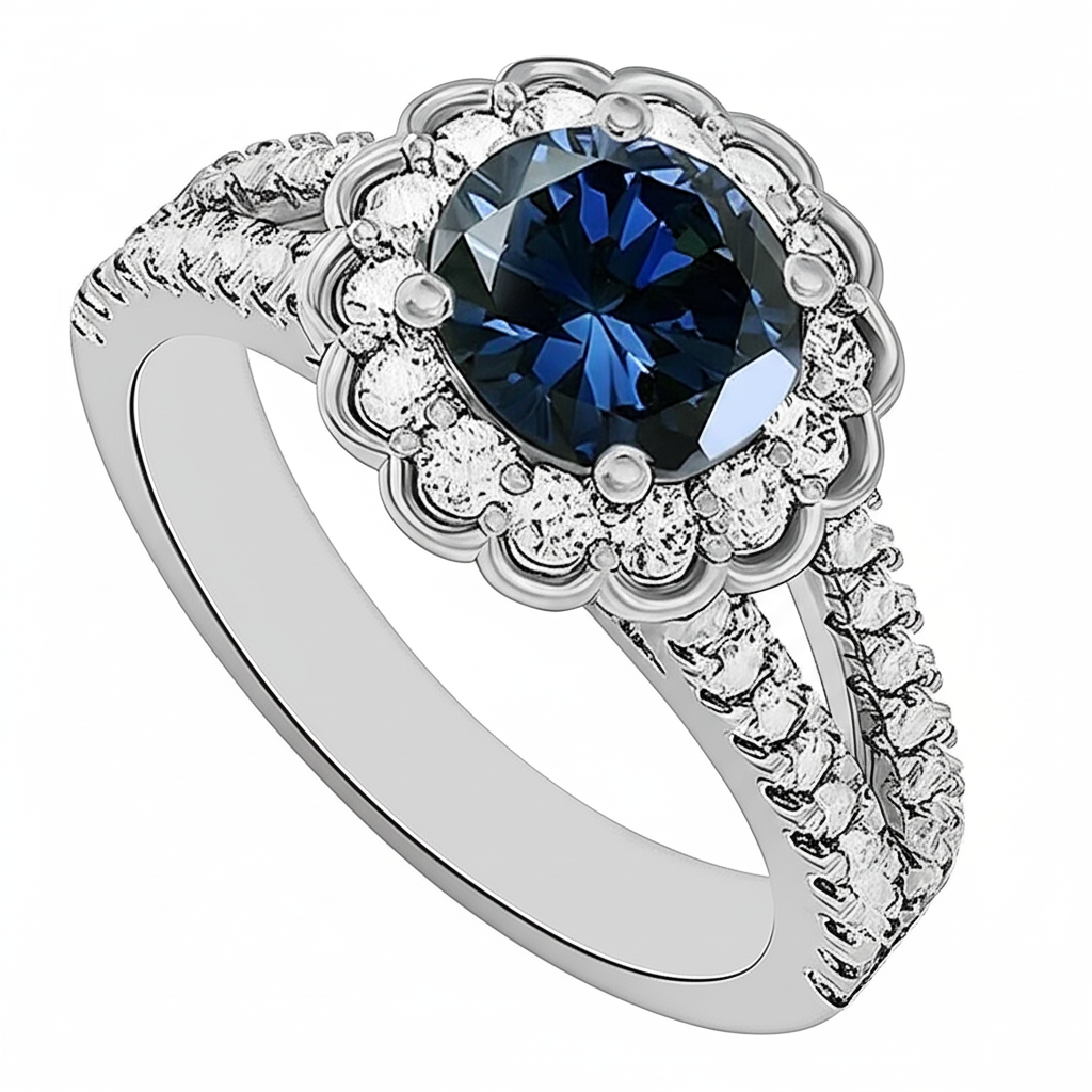 vero round diamante 2.25carati anello vista dall'alto