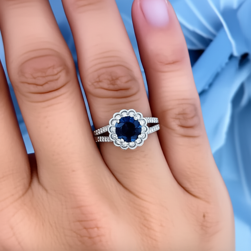 vero round diamante 2.25carati anello vista di profilo