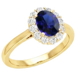 Anello Halo da donna con diamante zaffiro blu ovale naturale 7.50 carati