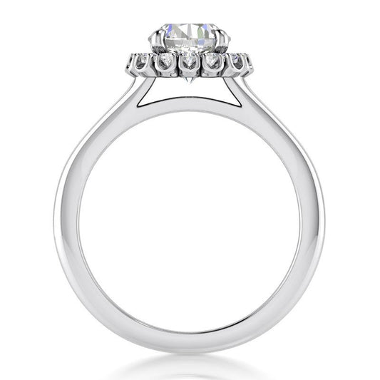 Anello In Oro Bianco 14K Con Genuino Diamanti Taglio Vecchio Minatore 2 Ct. Gioielli Halo Lady