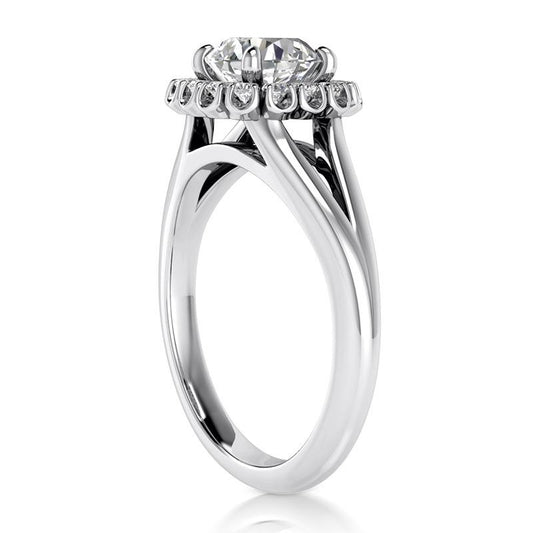 Anello In Oro Bianco 14K Con Genuino Diamanti Taglio Vecchio Minatore 2 Ct. Gioielli Halo Lady