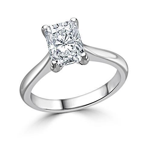 Anello In Oro Bianco 14K Con Naturale Diamante Solitario Taglio Radiante Da 2.75 Ct Per I'Anniversario