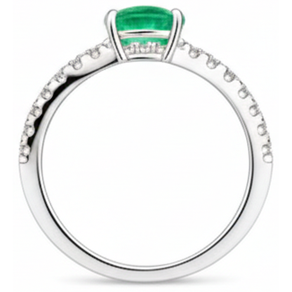 Anello In Oro Con Smeraldo Verde A Taglio Ovale Da 4.25 Ct Con Diamanti