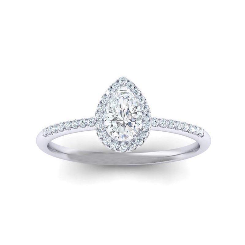 Anello In Oro Con Vero Diamante A Forma Di Pera Da 2.05 Carati
