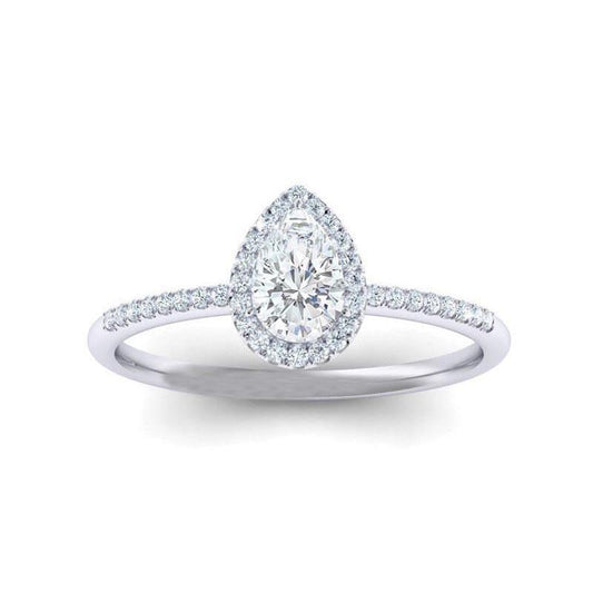 Anello In Oro Con Vero Diamante A Forma Di Pera Da 2.05 Carati