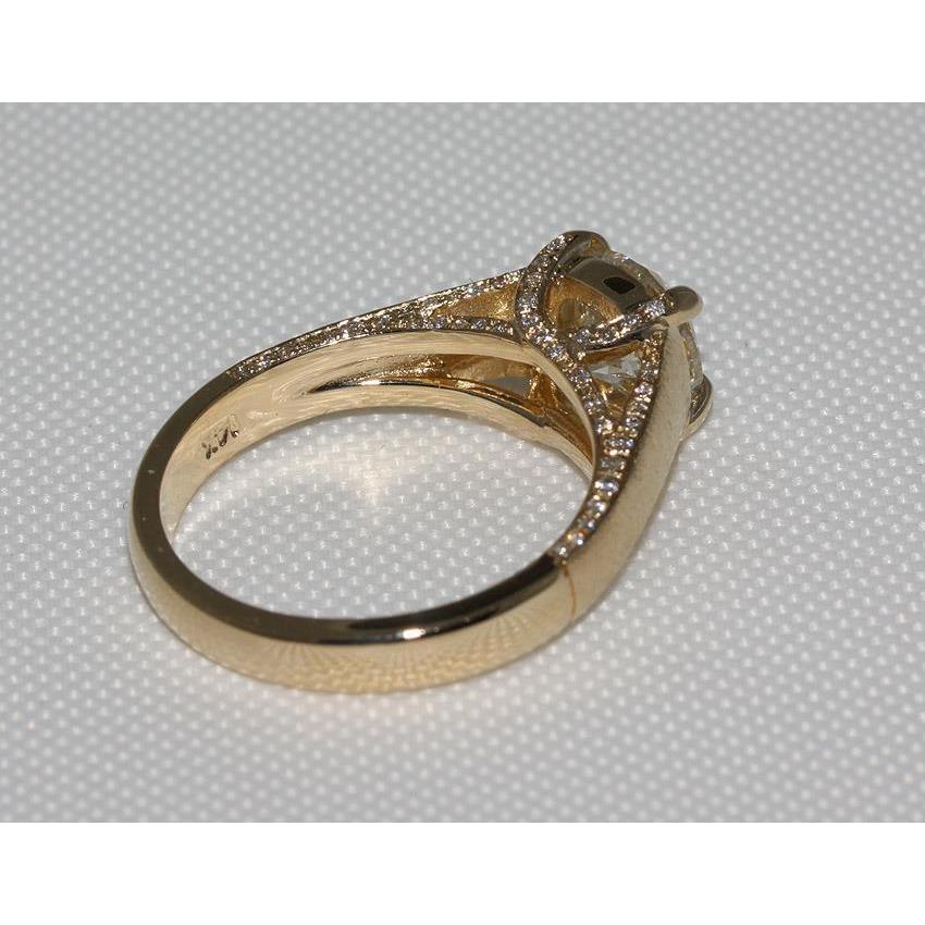 Anello In Oro Giallo Con Micro Pavé Di Vero Diamanti Da 3 Carati Novità