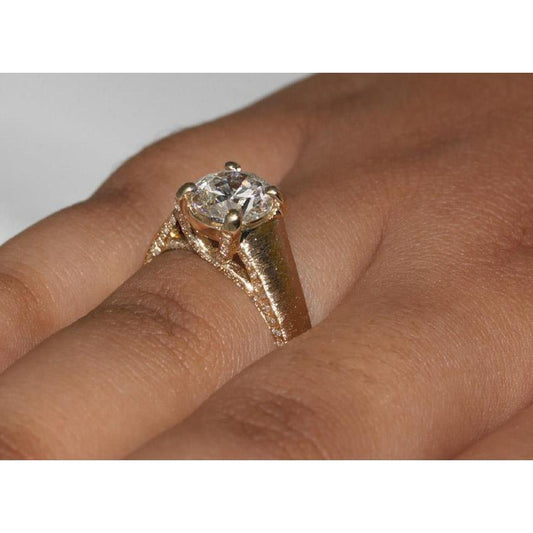 Anello In Oro Giallo Con Micro Pavé Di Vero Diamanti Da 3 Carati Novità