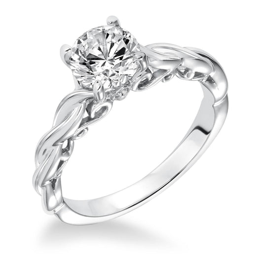 Anello In Stile Antico Con Genuino Diamante Solitario A Taglio Rotondo Da 2 Carati In Oro Bianco