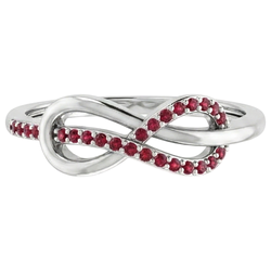 Anello Infinito Con Rubino Contorto Oro Bianco 14K 1.25 Carati