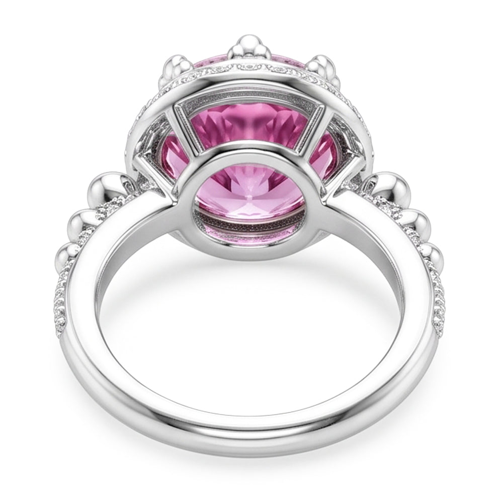 Anello Kunzite rosa grande 36.00 carati taglio ovale oro bianco 14K