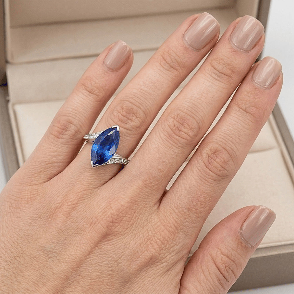 Anello Marquise Con Zaffiro