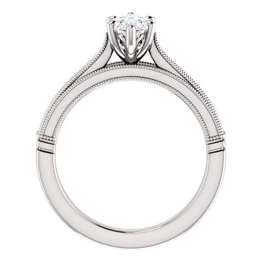 Anello Marquise Solitaire Genuino Diamond Vintage Style 2 Carati