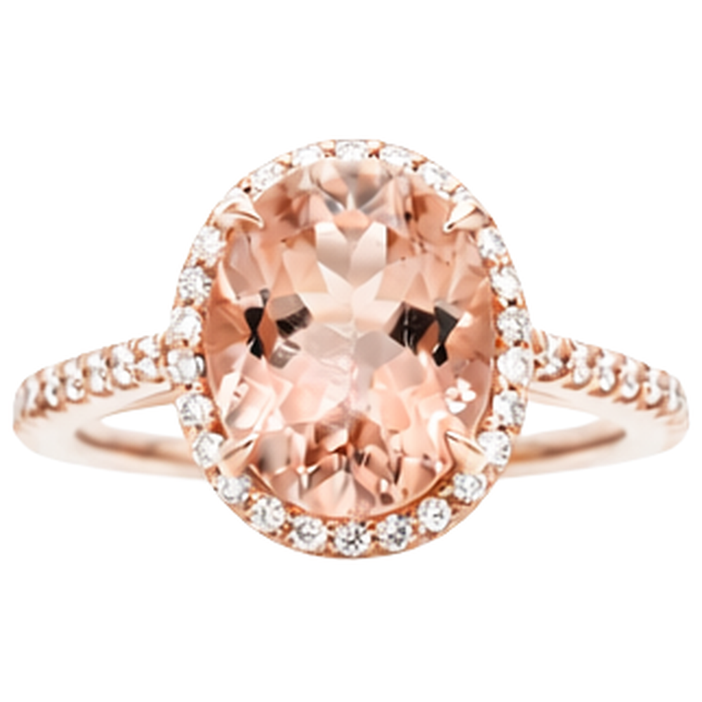 Anello Morganite Con Diamanti 27.50 Carati Oro Rosa 14K