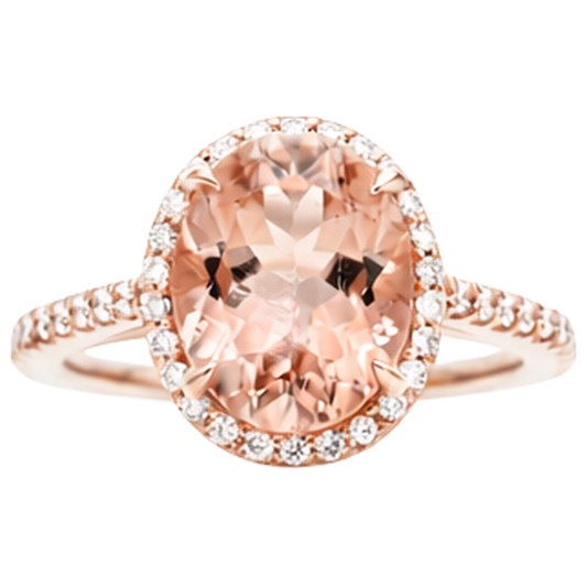 Anello Morganite Con Diamanti 27.50 Carati Oro Rosa 14K