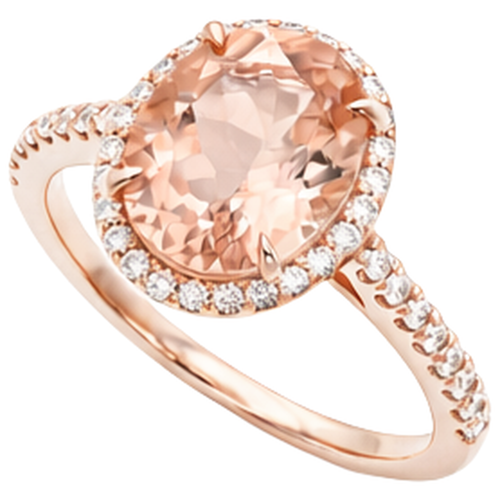 Anello Morganite Con Diamanti 27.50 Carati Oro Rosa 14K