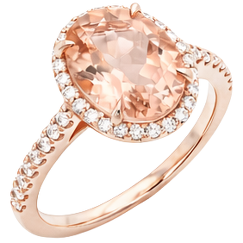 Anello Morganite Con Diamanti 27.50 Carati Oro Rosa 14K