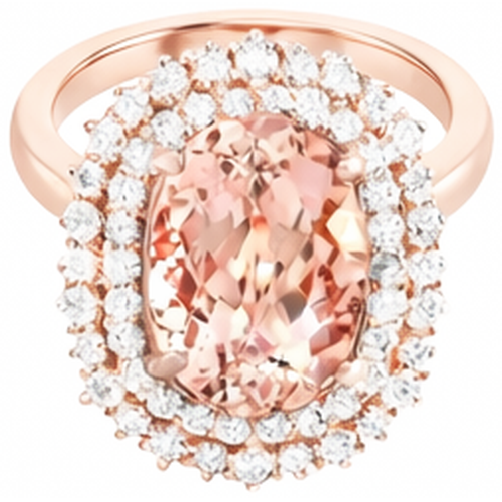 Anello Morganite Ovale E Diamanti Rotondi 14 Ct Oro Rosa 14K
