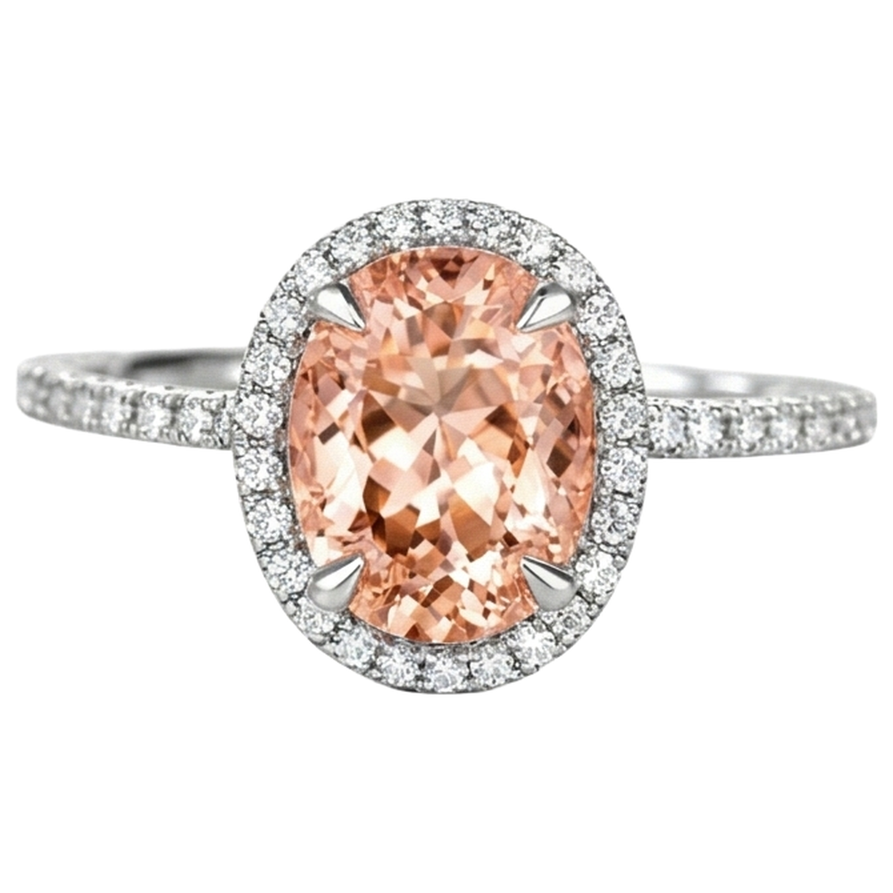 vero round morganite 11.35carati anello angolo laterale