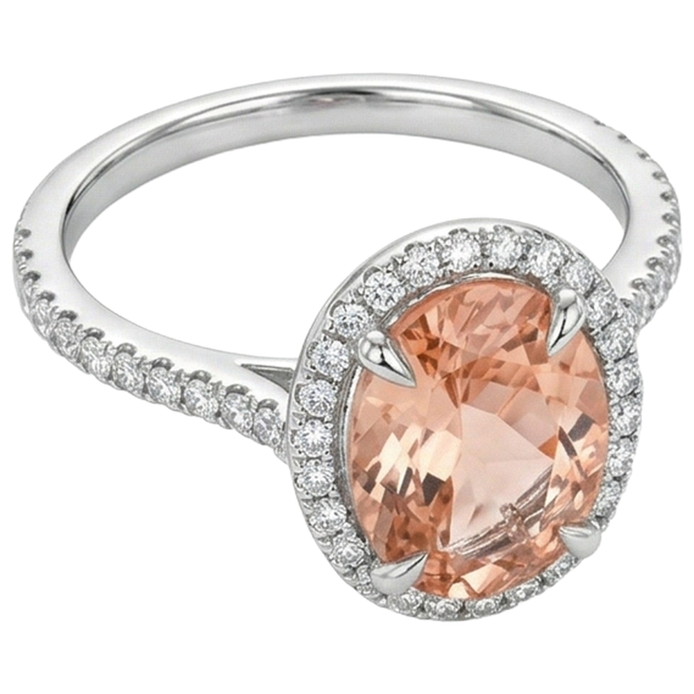 vero round morganite 11.35carati anello dettaglio ravvicinato
