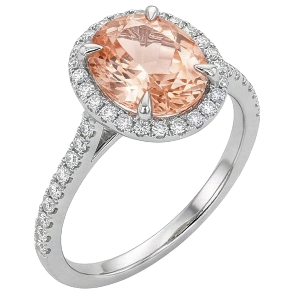vero round morganite 11.35carati anello vista dall'alto