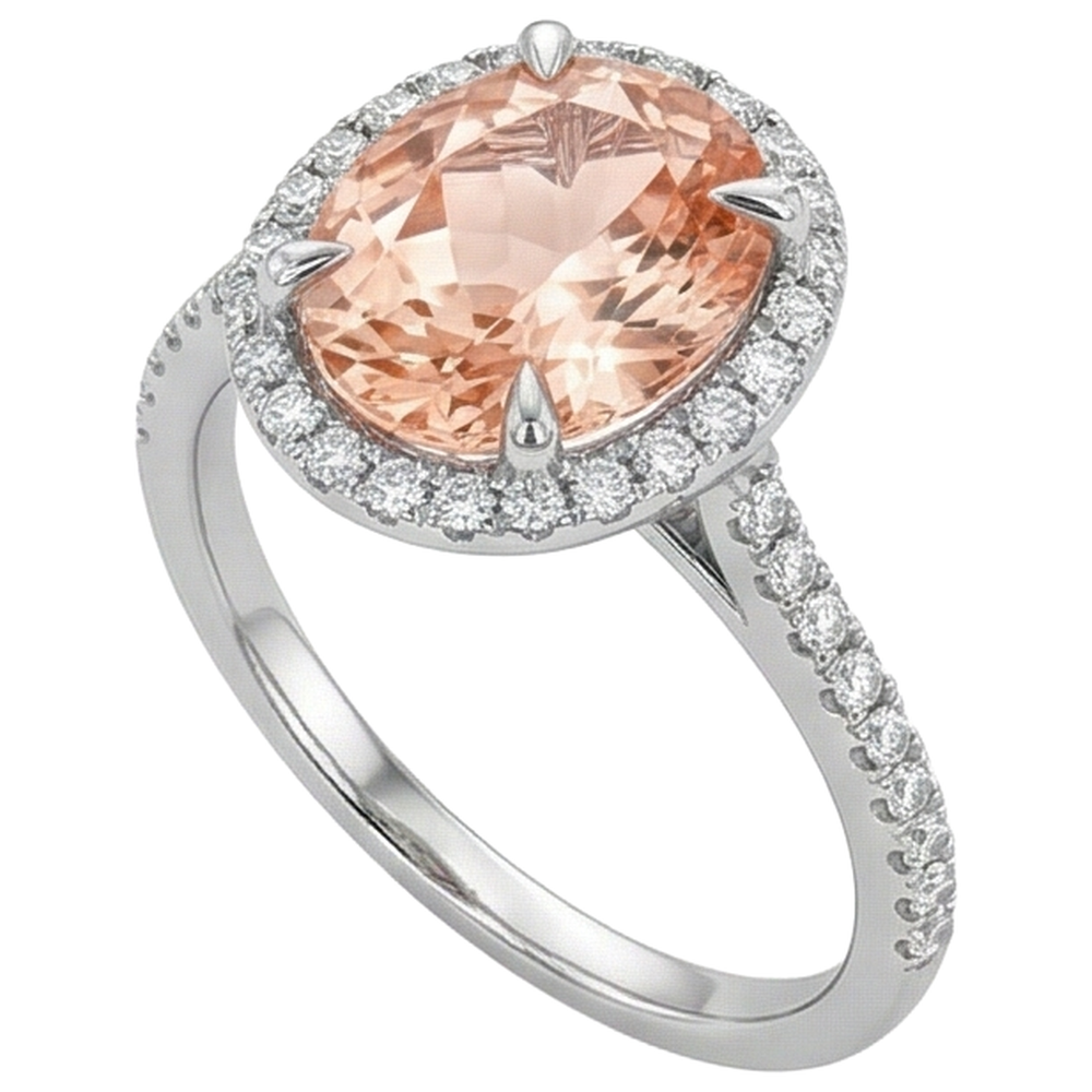vero round morganite 11.35carati anello vista di profilo