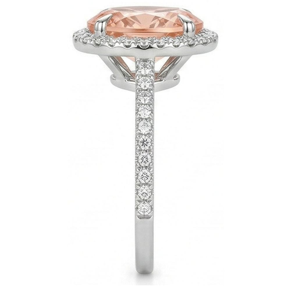 vero round morganite 11.35carati anello su bianco
