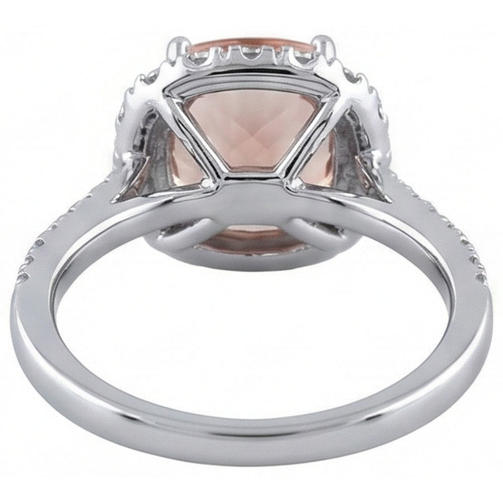Anello Morganite con cuscino da 6.50 ct e diamanti in oro 14K