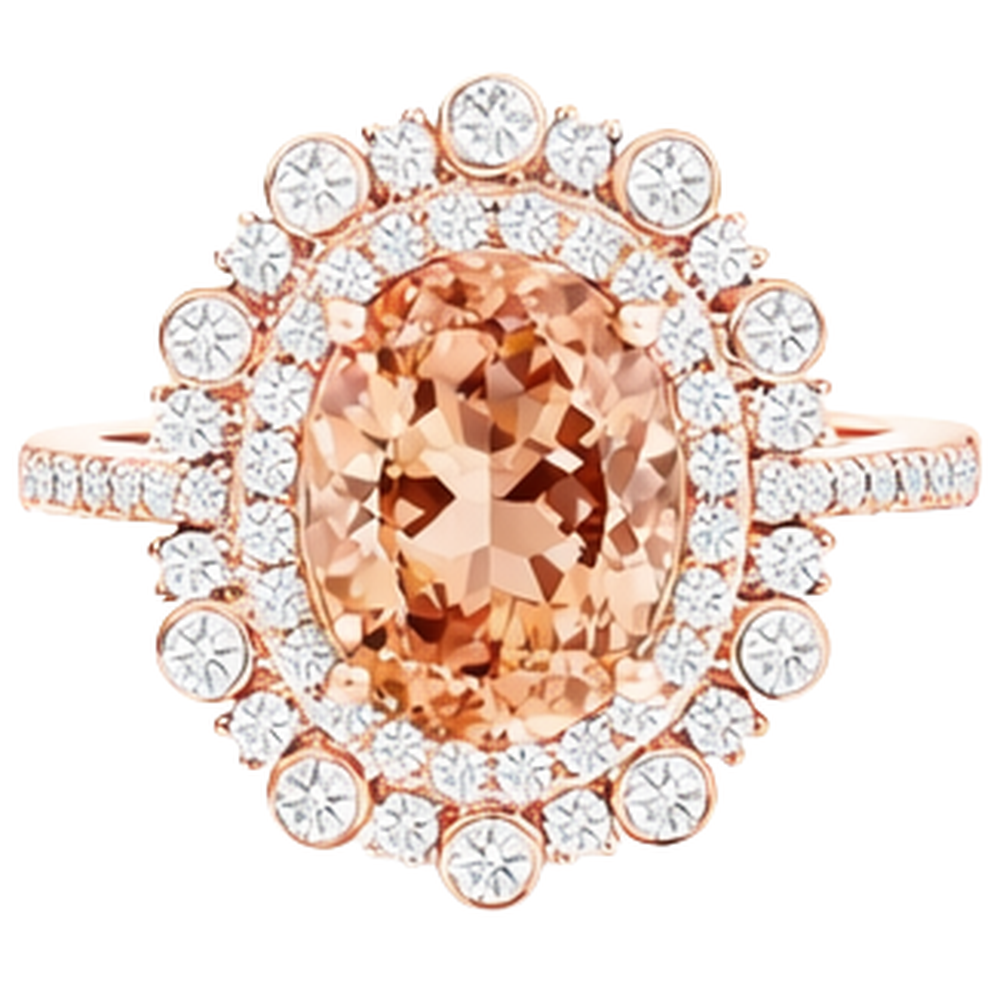 Anello Morganite con diamanti da 15.50 ct in oro rosa 14K