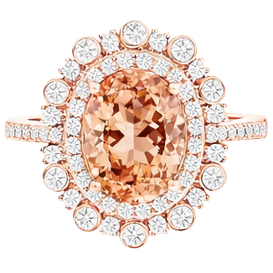 Anello Morganite con diamanti da 15.50 ct in oro rosa 14K