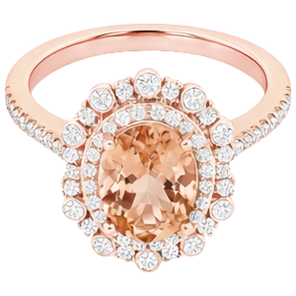 Anello Morganite con diamanti da 15.50 ct in oro rosa 14K