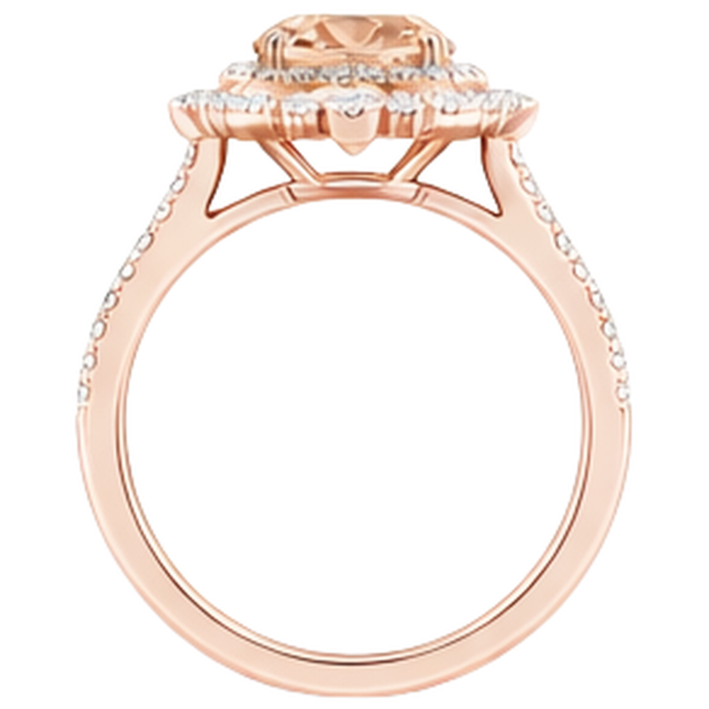 Anello Morganite con diamanti da 15.50 ct in oro rosa 14K