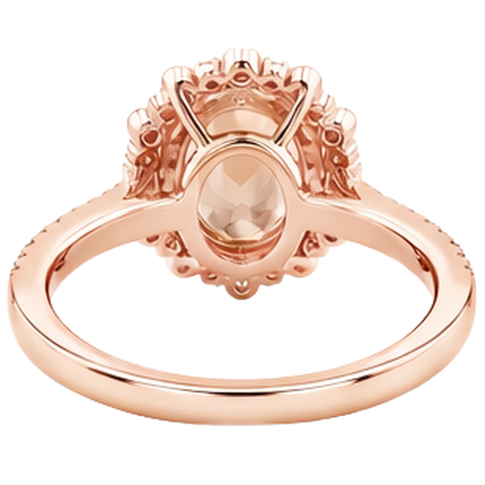 Anello Morganite con diamanti da 15.50 ct in oro rosa 14K