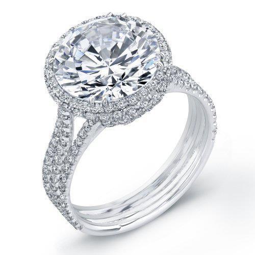 Anello Nuziale Con Naturale Diamante Rotondo Da 5.50 Carati Halo