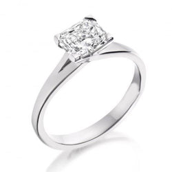Anello Nuziale Con Vero Diamante Solitario A Taglio Radiante Da 1.5 Carati. Oro Bianco 14K