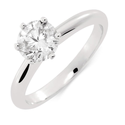 Anello Nuziale In Oro Bianco 14K Con Naturale Diamante Solitario A Taglio Rotondo Da 1.20 Ct