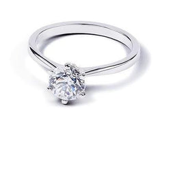 Anello Nuziale In Oro Bianco 14K Con Vero Diamante Solitario A Taglio Rotondo Da 1.25 Ct