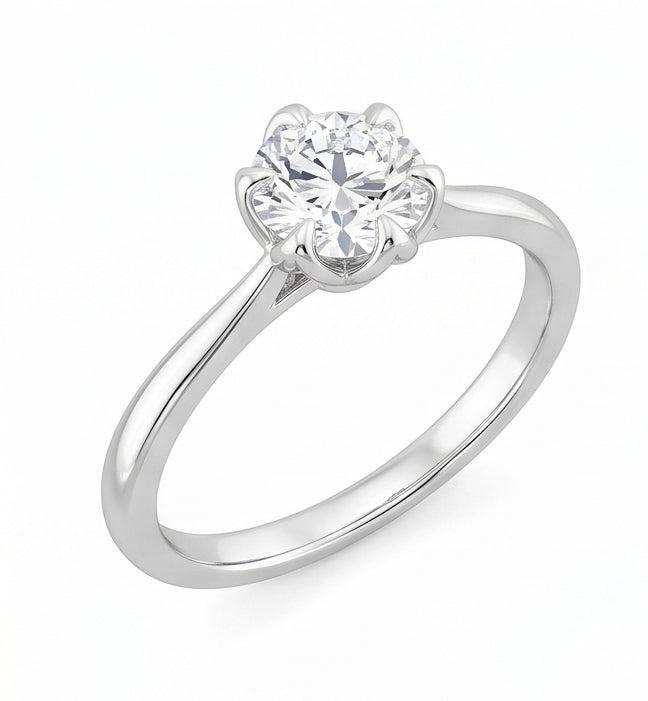 Anello Nuziale In Oro Bianco Con Genuino Diamante Naturale Autentico ( non creato in laboratorio ) A Taglio Rotondo Scintillante Solitario Da 1.70 Ct