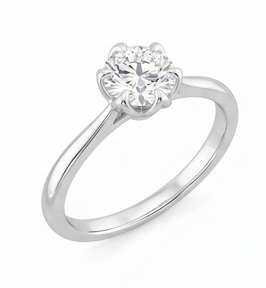 Anello Nuziale In Oro Bianco Con Genuino Diamante Naturale Autentico ( non creato in laboratorio ) A Taglio Rotondo Scintillante Solitario Da 1.70 Ct