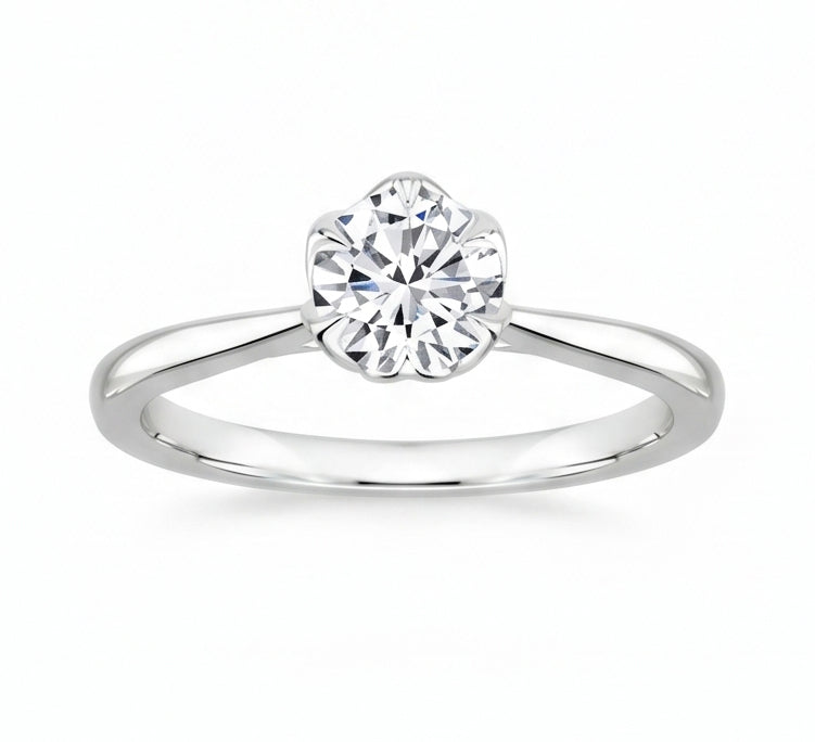 Anello Nuziale In Oro Bianco Con Genuino Diamante Naturale Autentico ( non creato in laboratorio ) A Taglio Rotondo Scintillante Solitario Da 1.70 Ct