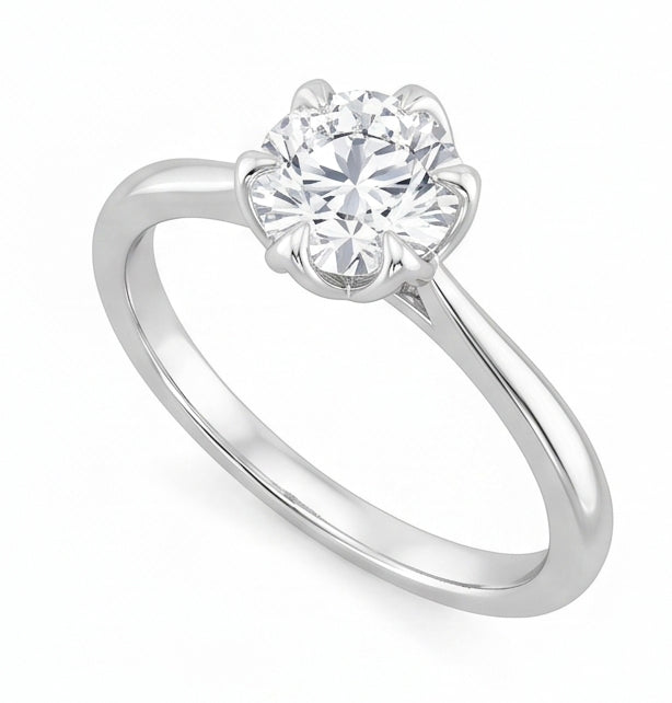 Anello Nuziale In Oro Bianco Con Genuino Diamante Naturale Autentico ( non creato in laboratorio ) A Taglio Rotondo Scintillante Solitario Da 1.70 Ct