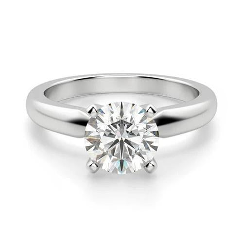 Anello Nuziale In Oro Bianco Con Naturale Diamante Solitario A Taglio Rotondo Da 1.25 Ct