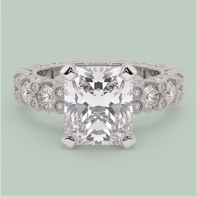 Anello Per Anniversario Di Matrimonio Con Naturale Diamanti Naturali Autentici ( non creati in laboratorio ) Rotondi E Radianti Da 3.75 Ct
