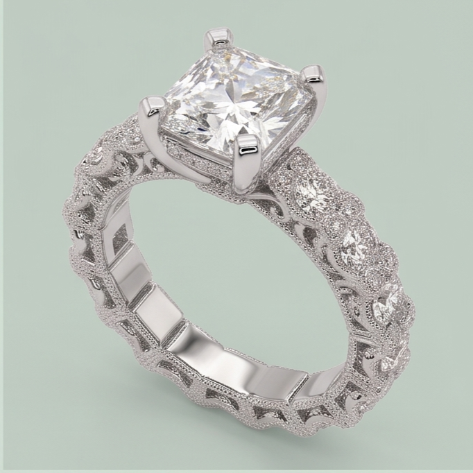 Anello Per Anniversario Di Matrimonio Con Naturale Diamanti Naturali Autentici ( non creati in laboratorio ) Rotondi E Radianti Da 3.75 Ct