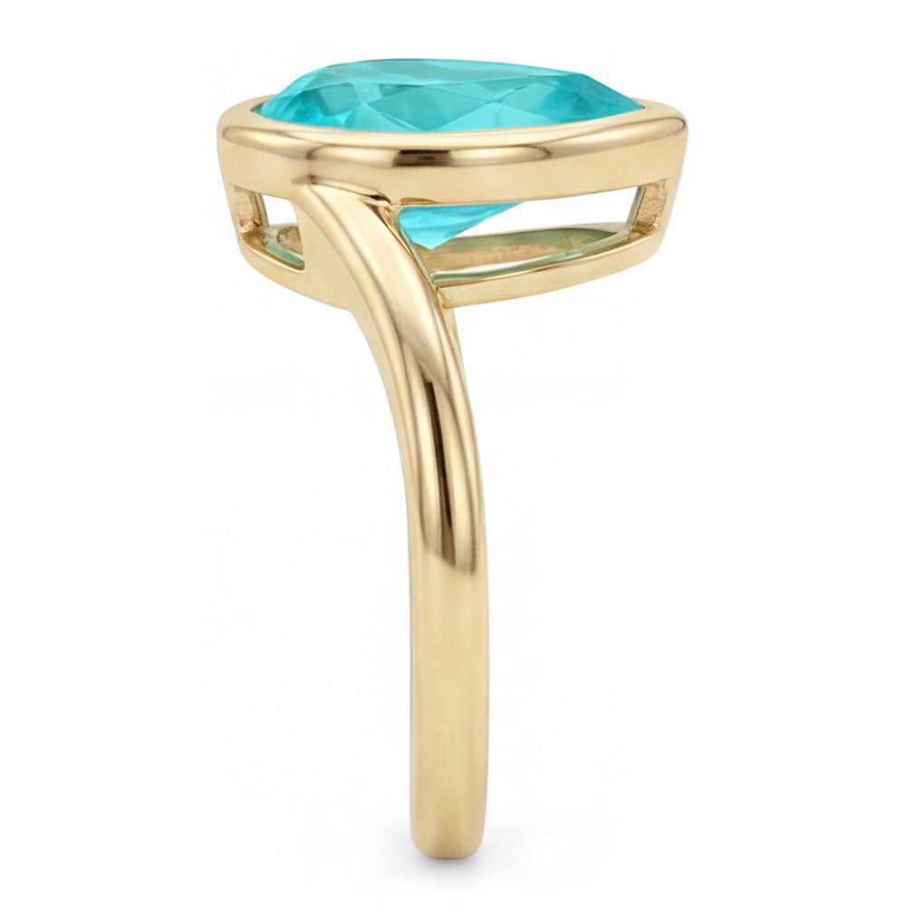 Anello Pietra Colorata Oro 14 Carati Giallo – Tormalina Paraiba