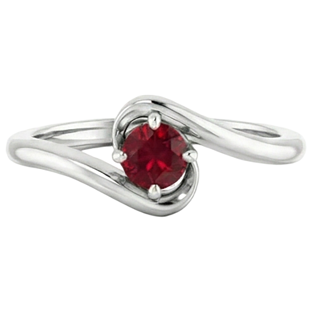 Anello Pietra Rubino Solitario Oro Bianco 1 Carato 14K